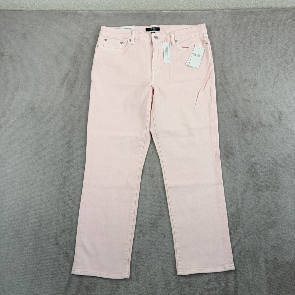 Lauren Ralph Lauren High-Rise Premier Straight Ankle Jeans in Pale Pink Women 12